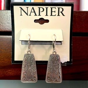 Napier silver drop earrings, brand new.